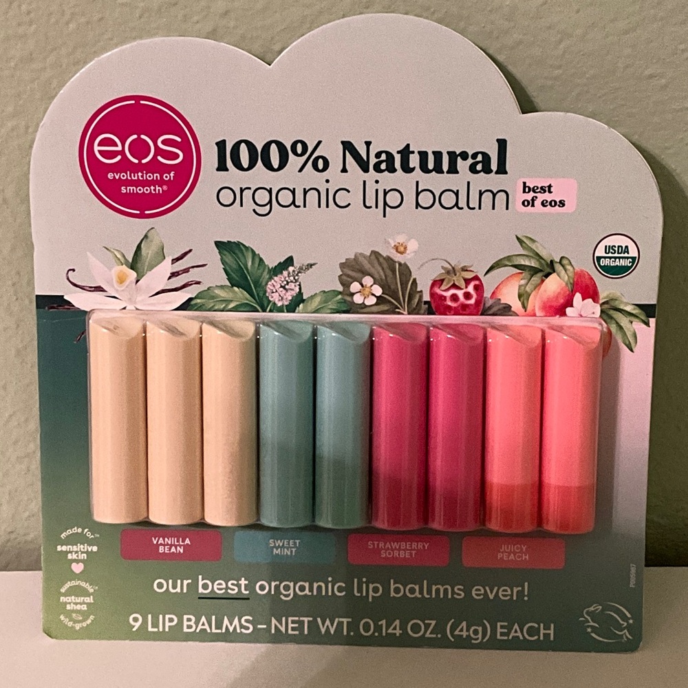 eos Organic Lip Balm Set - Cream, Green, Pink